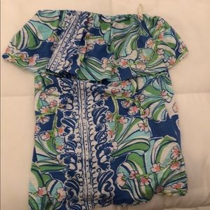 Lily Pulitzer ruffle strapless top